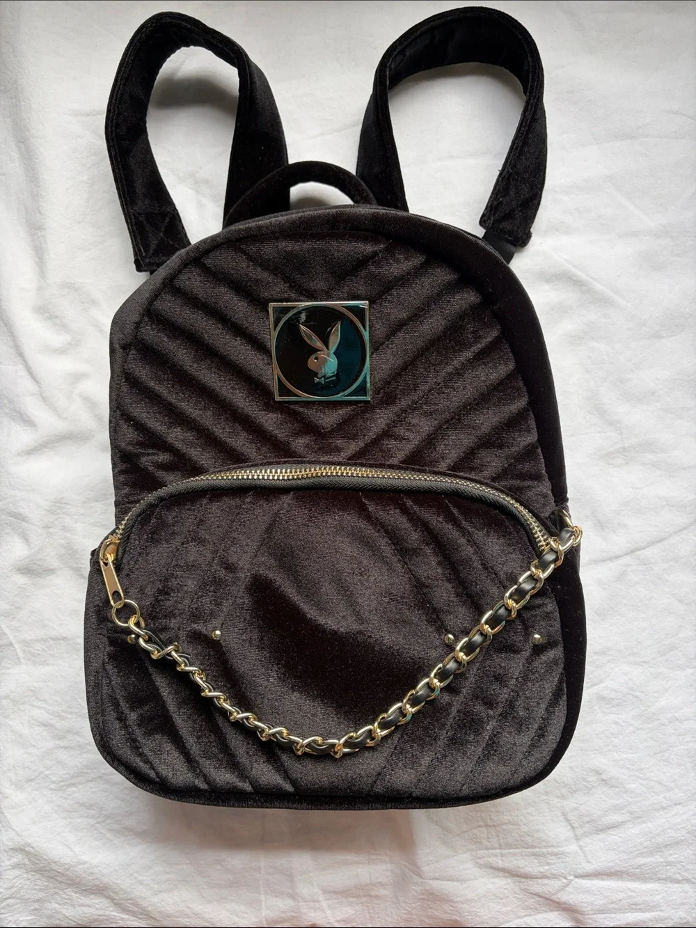Playboy Mini Backpack Black Soft Velour